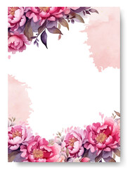 Beautiful hand drawn pink peony's wedding invitation card set.