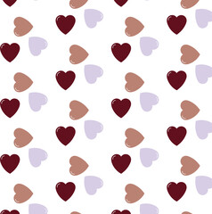 Digital png illustration of brown and gray hearts repeated on transparent background