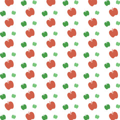 Digital png illustration of red and green apples repeated on transparent background