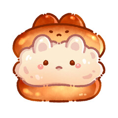 Cream bread, can be use for decorative sticker for journaling or social media advertising.