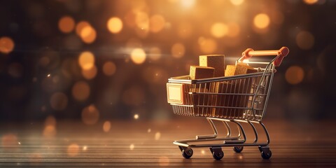 Digital E-Commerce Sales Increase.  Save Time and Money with Multiple Products in One Cart. Shop with Confidence. E-commerce concept. - obrazy, fototapety, plakaty