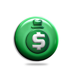 Green money bag Free 3D with dollar sign
