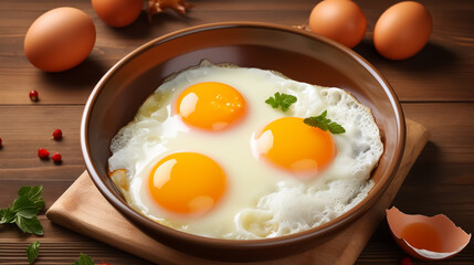 Frying an egg for healthy breakfast