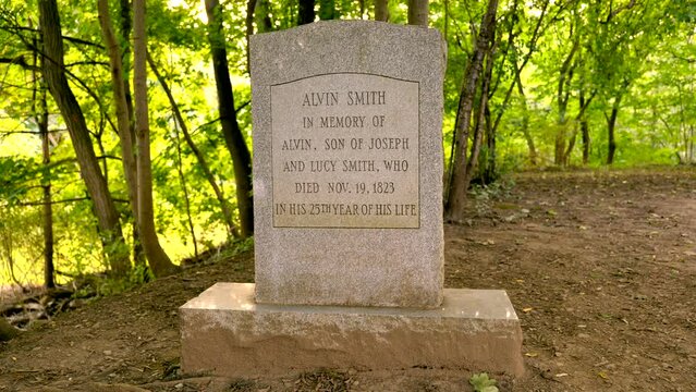 Front of the Gravesite and headstone Brother of the Mormon prophet Joseph Smith who buried in Palmyra New York. Gen John Swift Cemetery.  Restored by the church of Jesus Christ of Latter-day Saints
