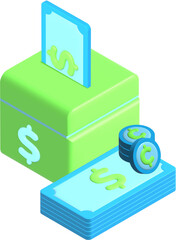 Money Saving 3D Icon Illustration