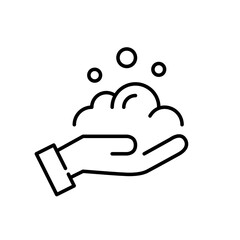 Washing hands with soap lather. Hygiene and cleanliness. Pixel perfect, editable stroke icon