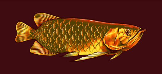 asian golden arowana illustration premium vector