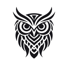 Obraz premium Owl head tribal tattoo design dark art illustration&nbsp;isolated on white background