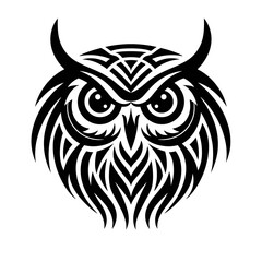 Fototapeta premium Owl head tribal tattoo design dark art illustration&nbsp;isolated on white background