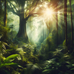 Fototapeta premium Tropical Rainforest Landscape -An Immersive Natural Paradise - ai generated