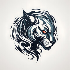 Puma head tshirt tattoo design dark art illustration isolated on white background