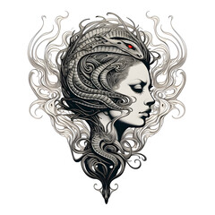 Siren girl head illustration