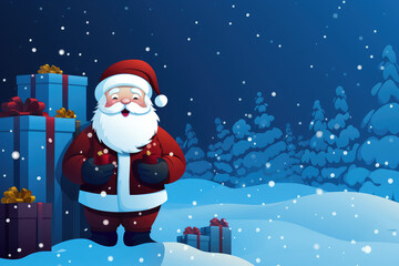 Cute christmas santa claus with presents