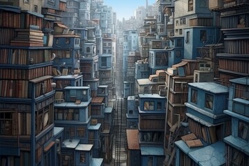 A city filled with books. Generative AI