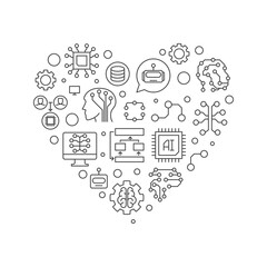 Artificial Intelligence Heart - AI Technology concept outline banner