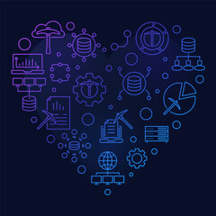 Data Mining Technology Heart concept vector outline colored banner