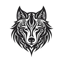 Obraz premium Wolf head tshirt tattoo design dark art illustration isolated on white