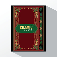 Islamic arabic style koran book cover design with ornament background