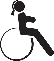 Woman on wheelchair vector illustration. Icons of people with disabilities. Handicapped woman