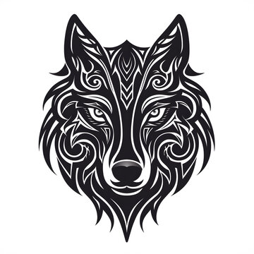 Wolf head tshirt tattoo design dark art illustration isolated on white