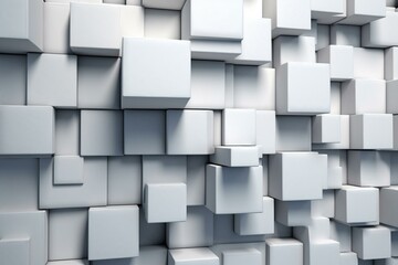 Arranged concrete tiles forming a 3D wall with a semigloss, futuristic background made from square blocks. Generative AI