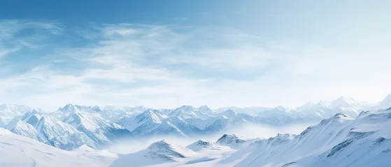 Poster White snowy montains with blue sky, travel and vacation lifestyle, resilience and challenges concept © NoLimitStudio