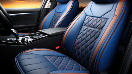 Luxury car seats, Color is dark blue.