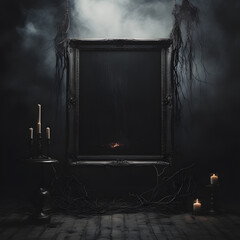gothic style frame mock up spooky setting and decor dark feel