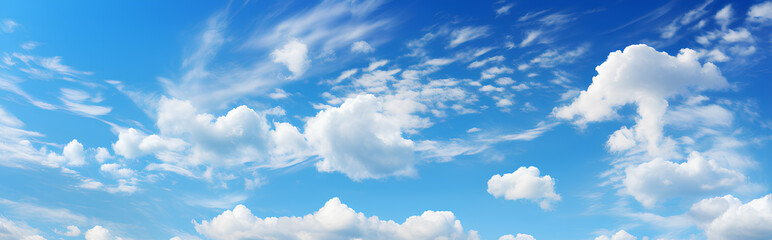 Naklejka na ściany i meble Panorama landscape of blue sky with white clouds.
