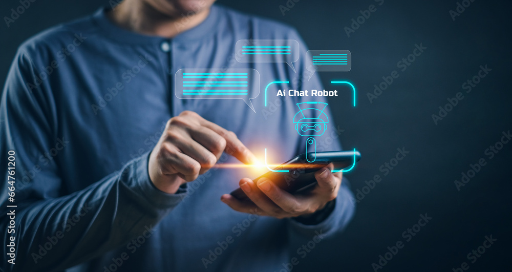 Poster chat robot ai intelligent technology for business use digital robot software assistant human machine
