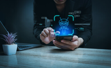 Chat Robot AI Intelligent Technology for Business use Digital Robot Software Assistant Human...