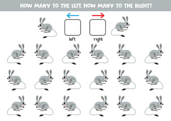 Left or right with cute cartoon jerboa. Logical worksheet for preschoolers.