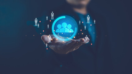 Customer service Relationship Management structure concept digital community client global...