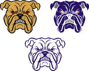 bulldog head silhouette and vector ustration design