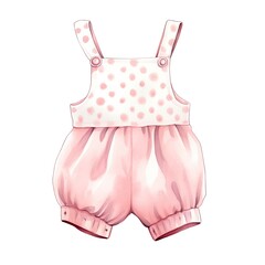 Pink baby girl romper in watercolors on a white background.