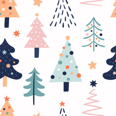 Fototapeta premium Seamless pattern with christmas winter trees