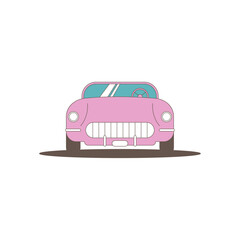 Pink car. Flat vector illustration.