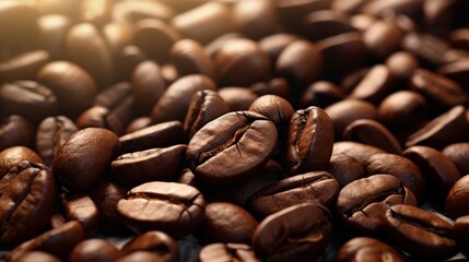 Roasted Coffee Beans on Aesthetic Scenery Background