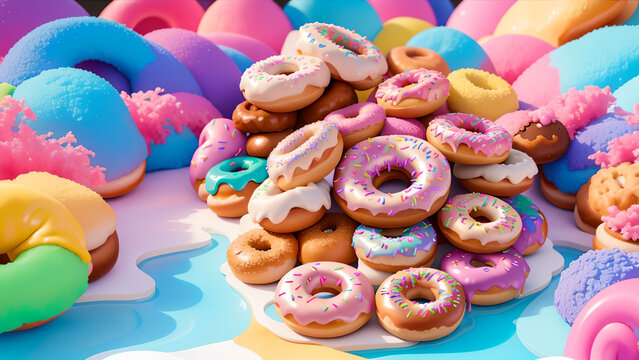 Colorful Donuts In Candyland For Wallpaper