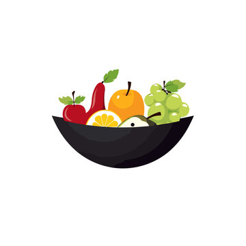 fruit bowl, colorful, simple design
