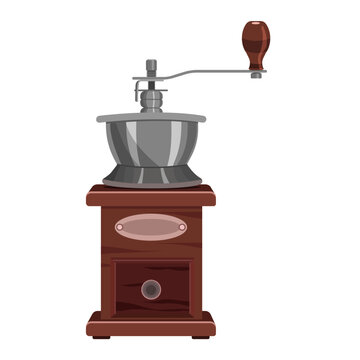 Manual coffee grinder isolated on a white background.Retro vector illustration for coffee shops,restaurants.