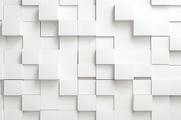 A modern, organized arrangement of glossy rectangular mosaic tiles forming a wall. The 3D-rendered blocks create a white background. Generative AI