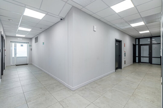 Corridor in an office building without finishing