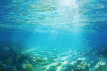 A calm and ethereal pastel sea underwater scene. Generative AI