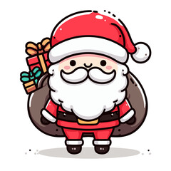 MARRY CHRISTMAS , HOLIDAY CHRISTMAS / Chimney Santa Claus - Cute and Fabulous Hipster Santa Claus Sticker Collection, Illustrated Vector Style, Isolated on a Transparent Background png (Generative Ai)