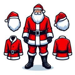 MARRY CHRISTMAS , HOLIDAY CHRISTMAS / Chimney Santa Claus - Cute and Fabulous Hipster Santa Claus Sticker Collection, Illustrated Vector Style, Isolated on a Transparent Background png (Generative Ai)