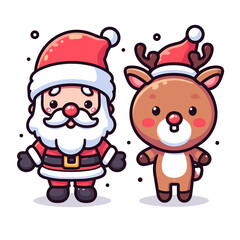 MARRY CHRISTMAS , HOLIDAY CHRISTMAS / Chimney Santa Claus - Cute and Fabulous Hipster Santa Claus Sticker Collection, Illustrated Vector Style, Isolated on a Transparent Background png (Generative Ai)
