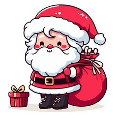 MARRY CHRISTMAS , HOLIDAY CHRISTMAS / Chimney Santa Claus - Cute and Fabulous Hipster Santa Claus Sticker Collection, Illustrated Vector Style, Isolated on a Transparent Background png (Generative Ai)