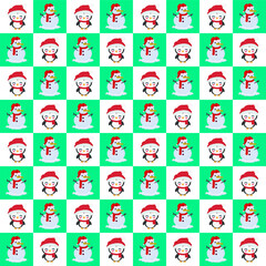 penquin and snowman pattern background