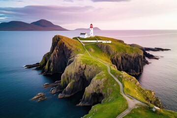 Skye island Nest Point lighthouse in Highland. - obrazy, fototapety, plakaty